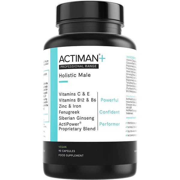 ActiMan+ Holistic Blend Vegan 90 Capsules Energy, Mind Skin, Ginseng, B12