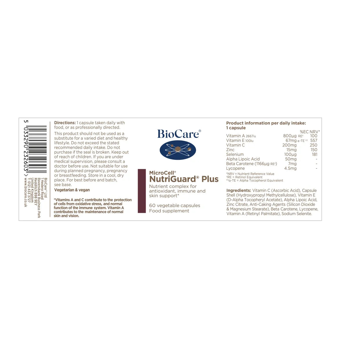 Biocare MicroCell® NutriGuard Plus 60