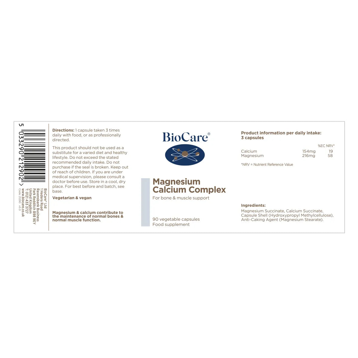 Biocare Magnesium Calcium Complex 90 Capsules
