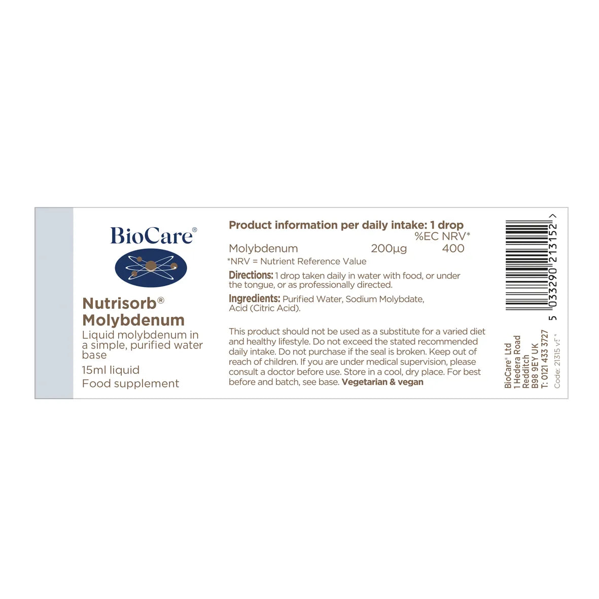 Biocare Nutrisorb® Molybdenum 15ml